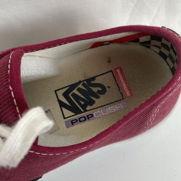 Vans Burgundy Black Canvas Sneakers Men’s 8 Lace Up Skateboarding Shoe - Picture 6 of 7